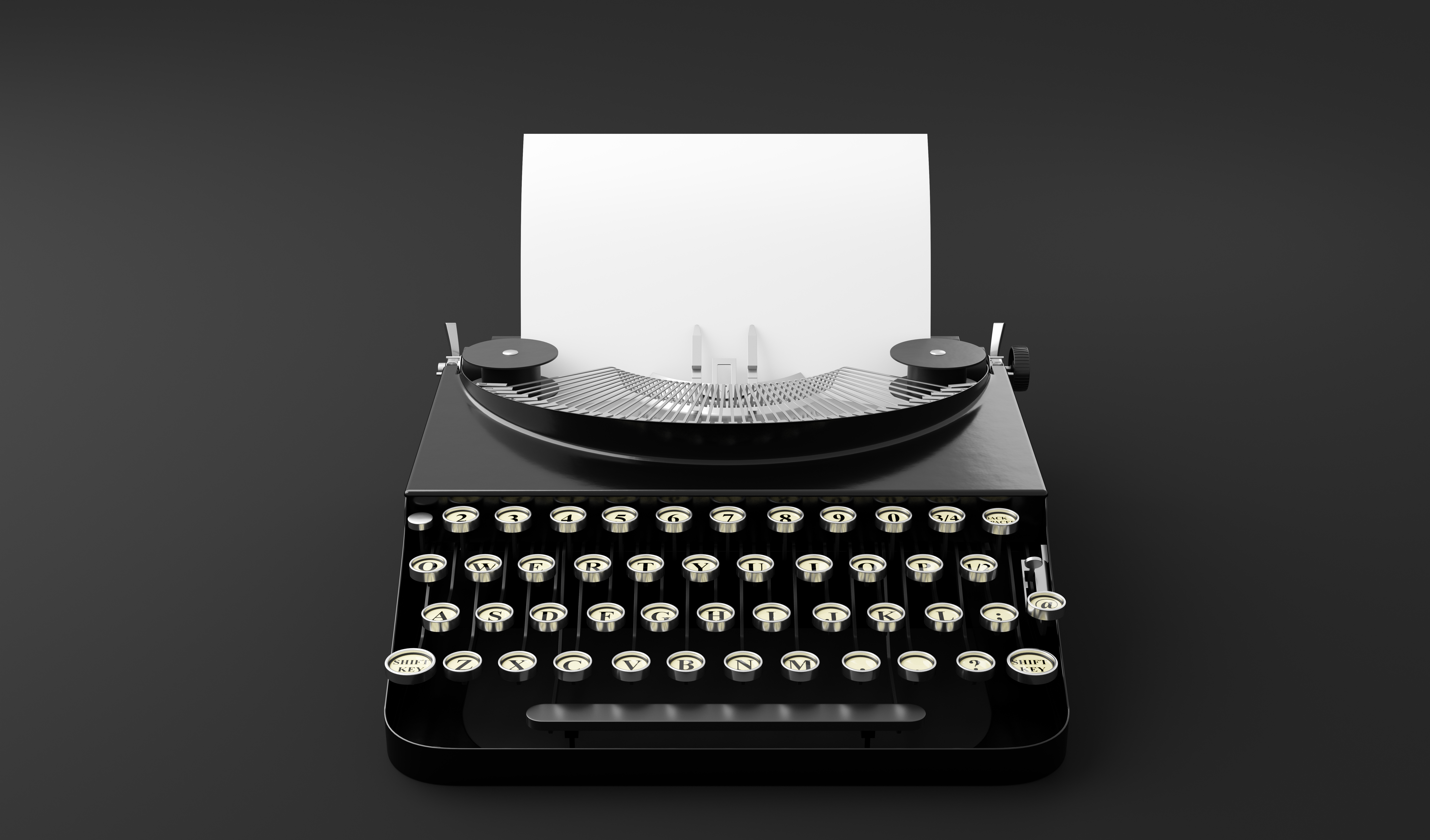 Retro vintage typewriter with blank piece of paper